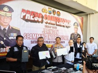 Polrestabes Surabaya Amankan 45 Tersangka Hasil Pengembangan Penyidikan Kasus Siber Internasional